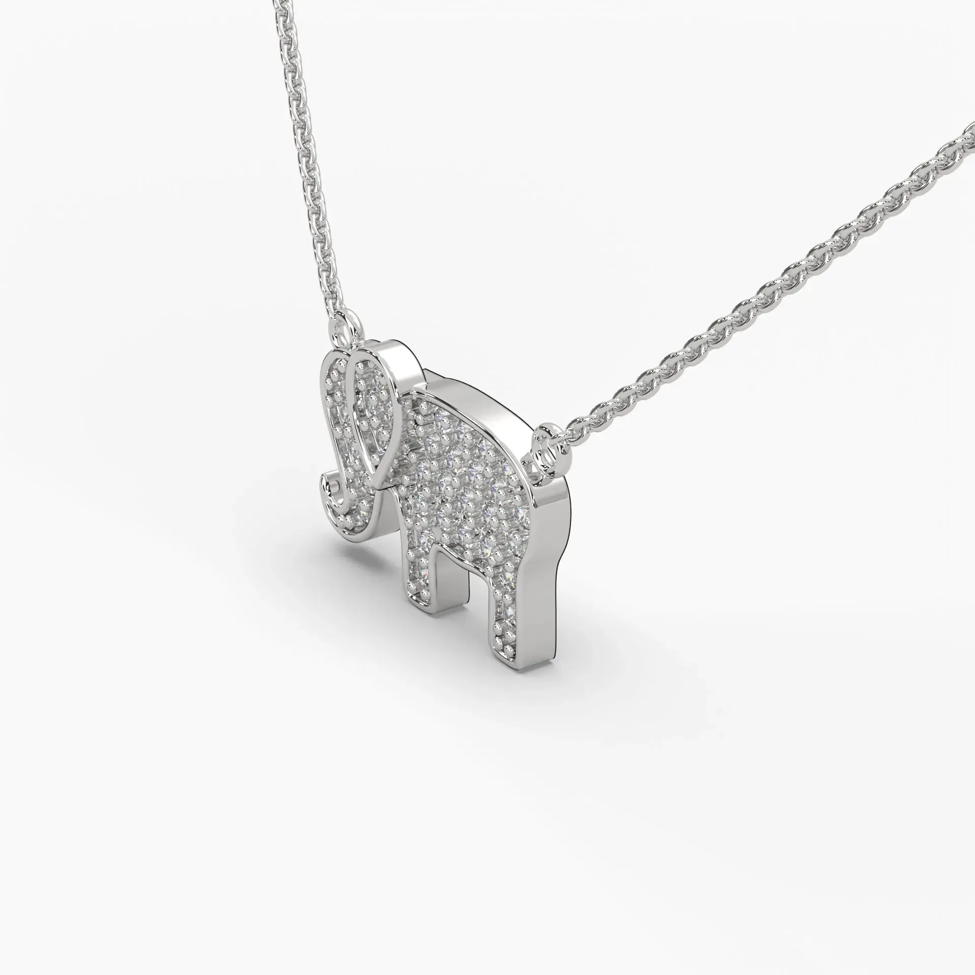 0.25ctw Round Lab Grown Diamond Elephant Pendant Necklace | 14k Gold