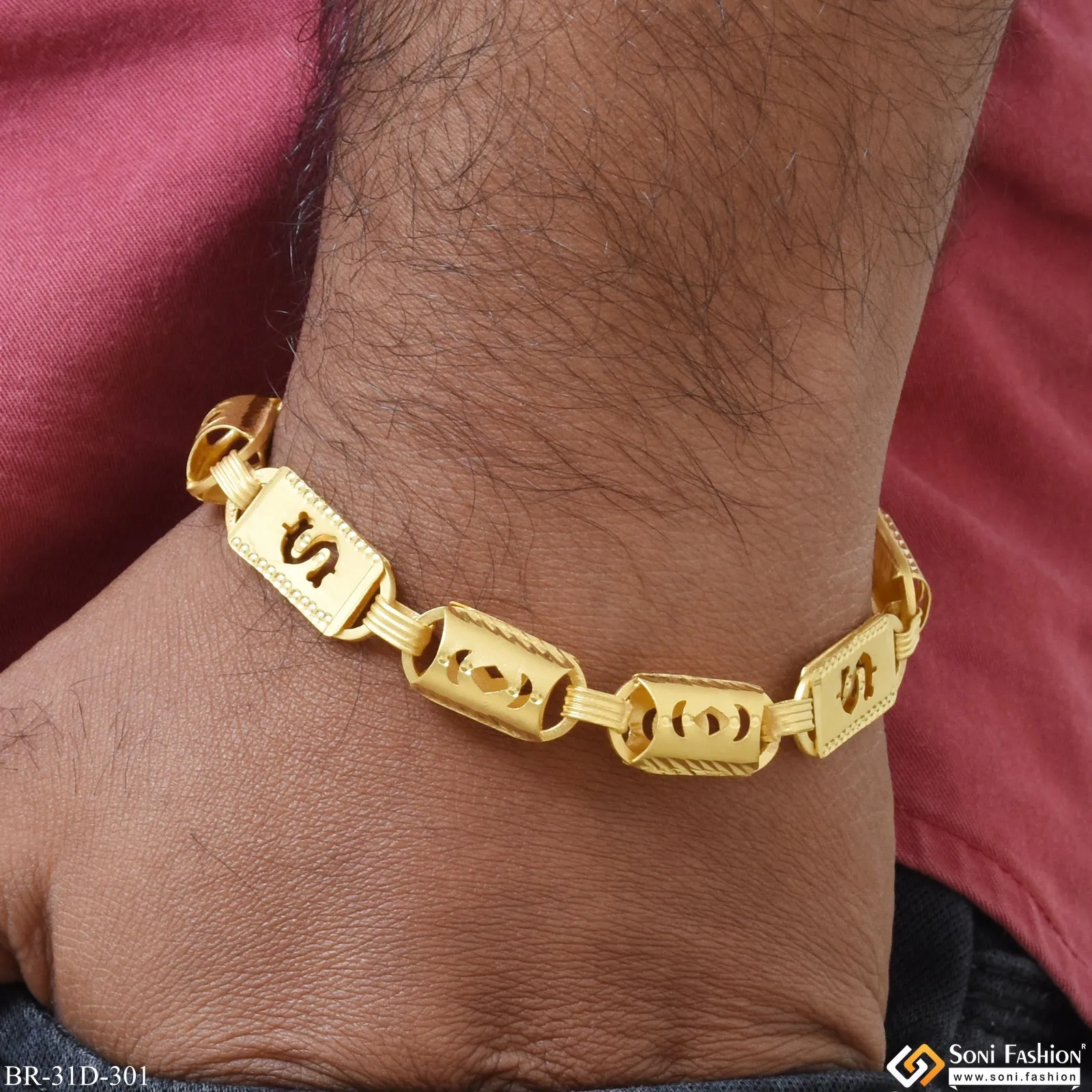 1 Gram Gold Plated 2 In 1 Latest Design Nawabi Bracelet for Men - Style D301
