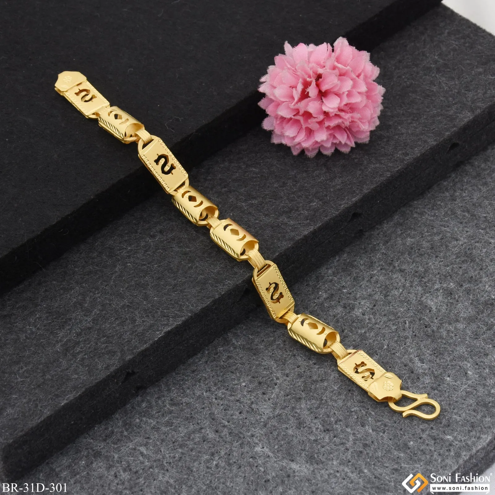 1 Gram Gold Plated 2 In 1 Latest Design Nawabi Bracelet for Men - Style D301