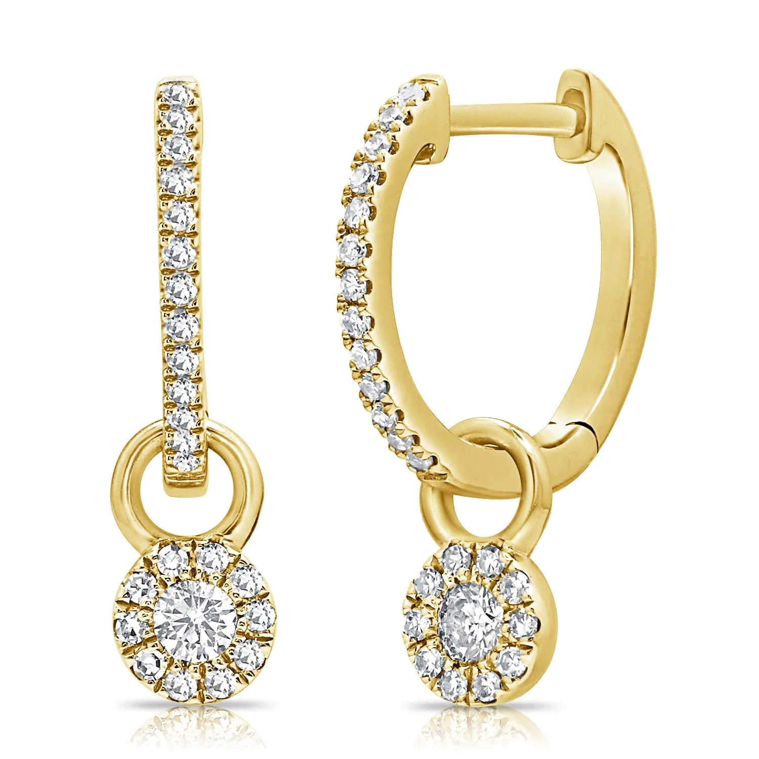14k Gold & Diamond Dangle Huggies - 0.25ct