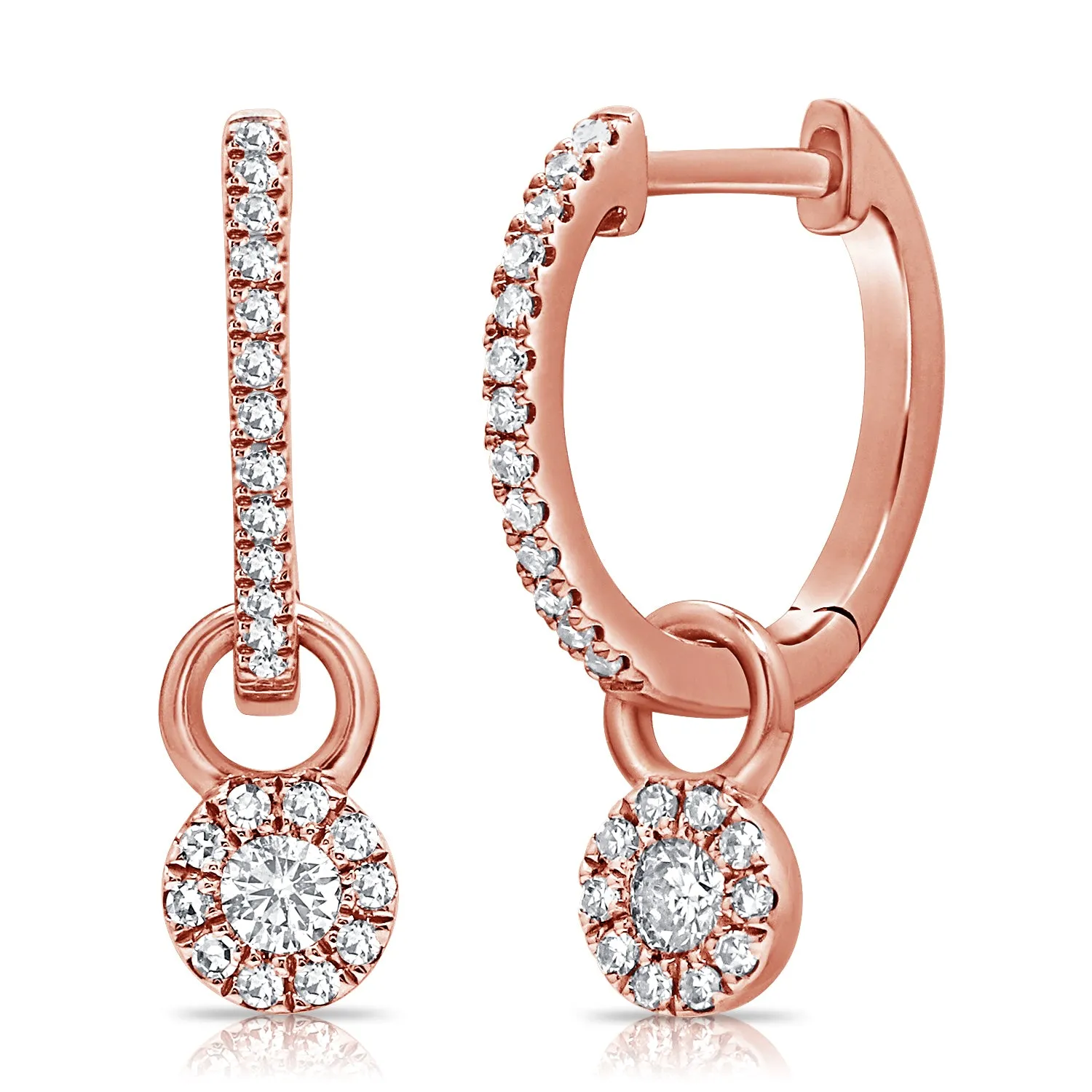 14k Gold & Diamond Dangle Huggies - 0.25ct