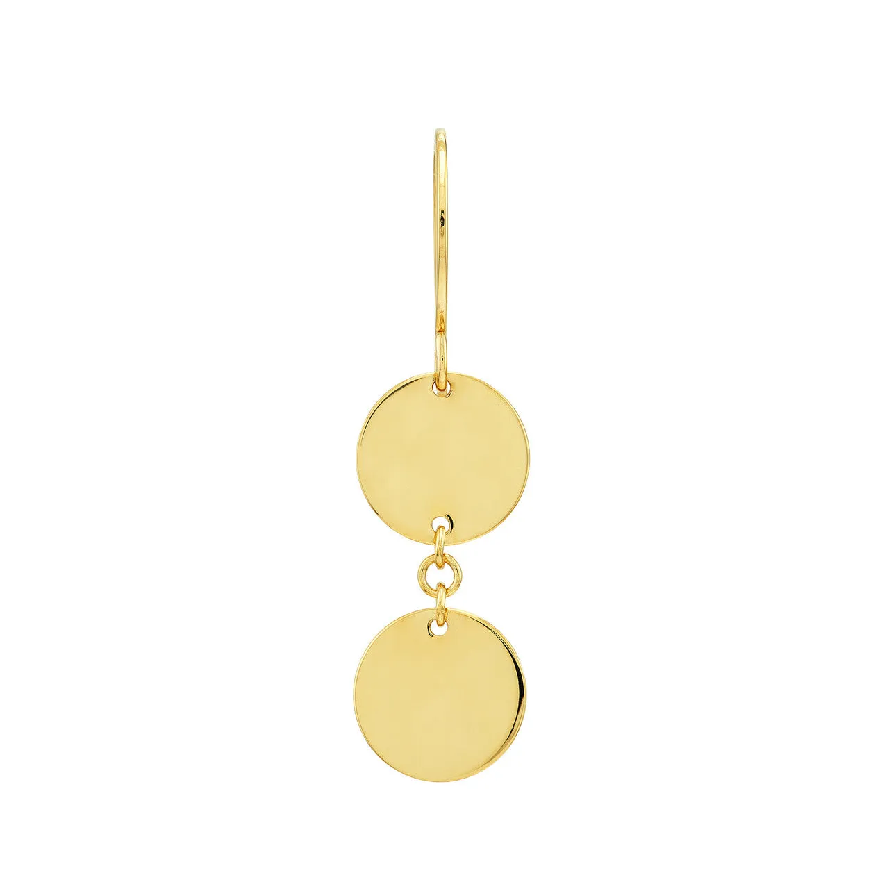 14K Gold Double Disc Dangle Earrings