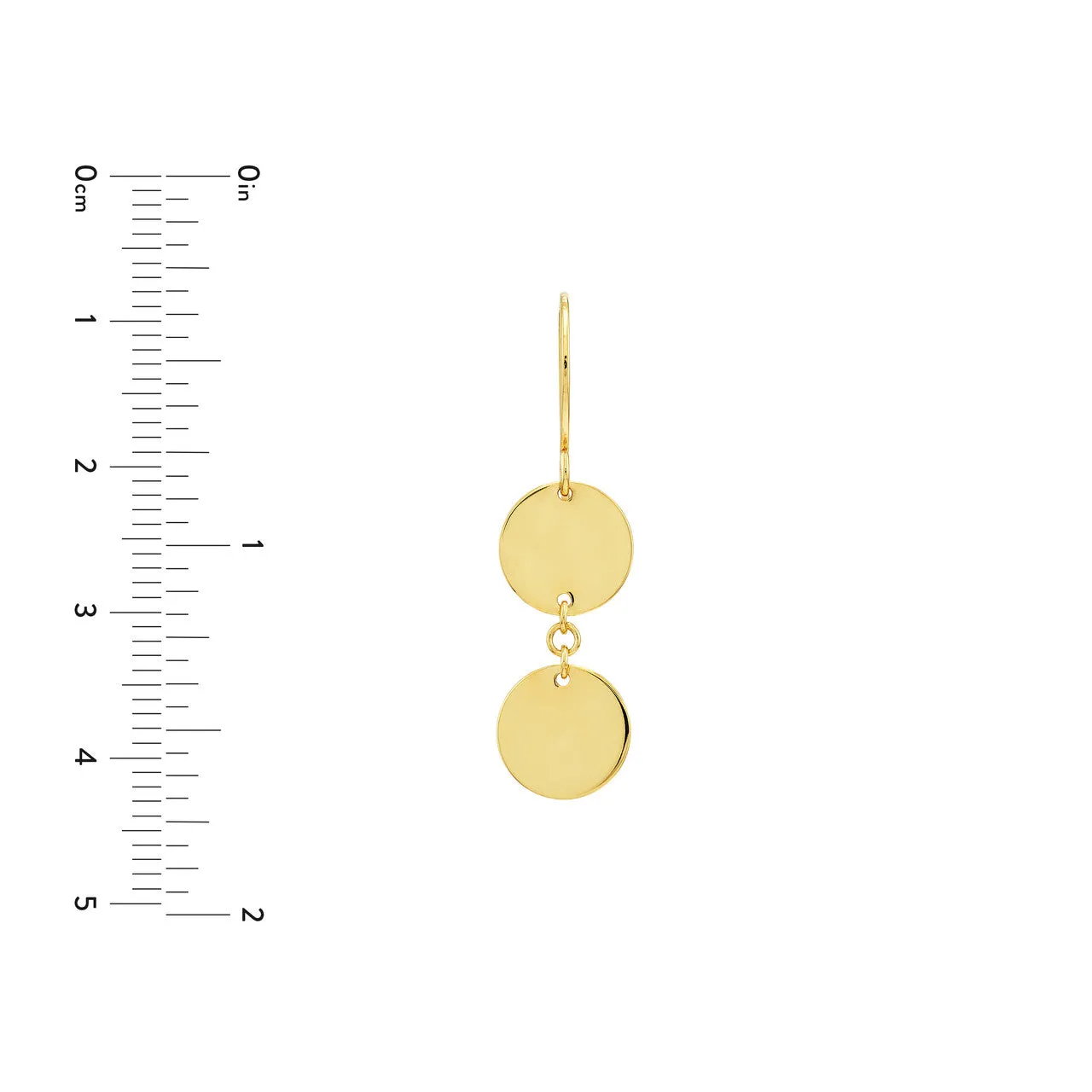 14K Gold Double Disc Dangle Earrings