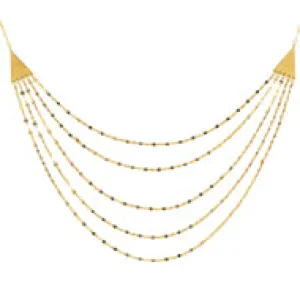14K Pyramind Hammered Forzentina Bib 5 Row Necklace