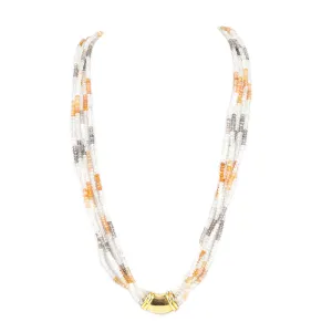 18K Yellow Gold White Orange Grey Quartz Briollete Necklace