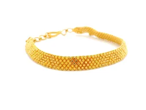 22ct Yellow Gold Flat Bracelet with Filigree Work Design & Charm – Elegant Jewellery for Every Occasion