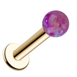 4mm Purple Opal 14k Gold Flat Back Labret