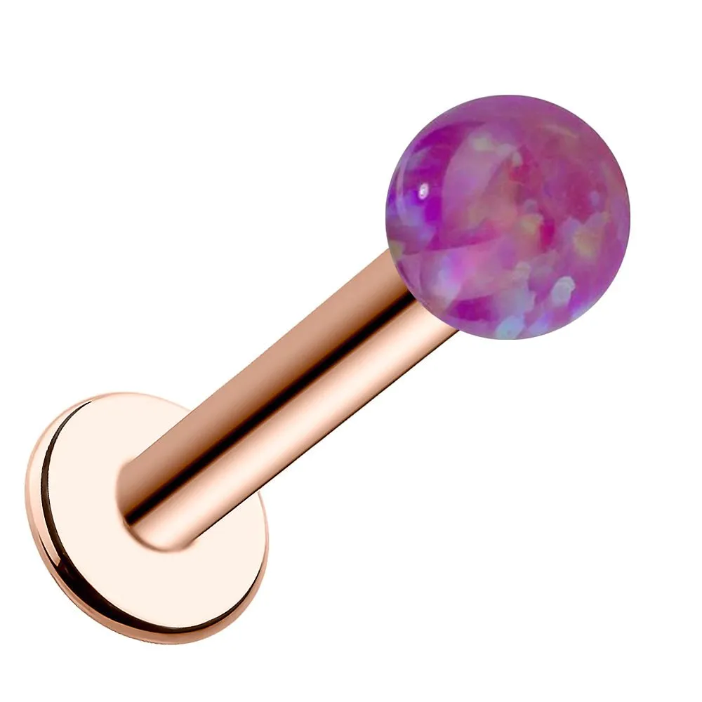 4mm Purple Opal 14k Gold Flat Back Labret