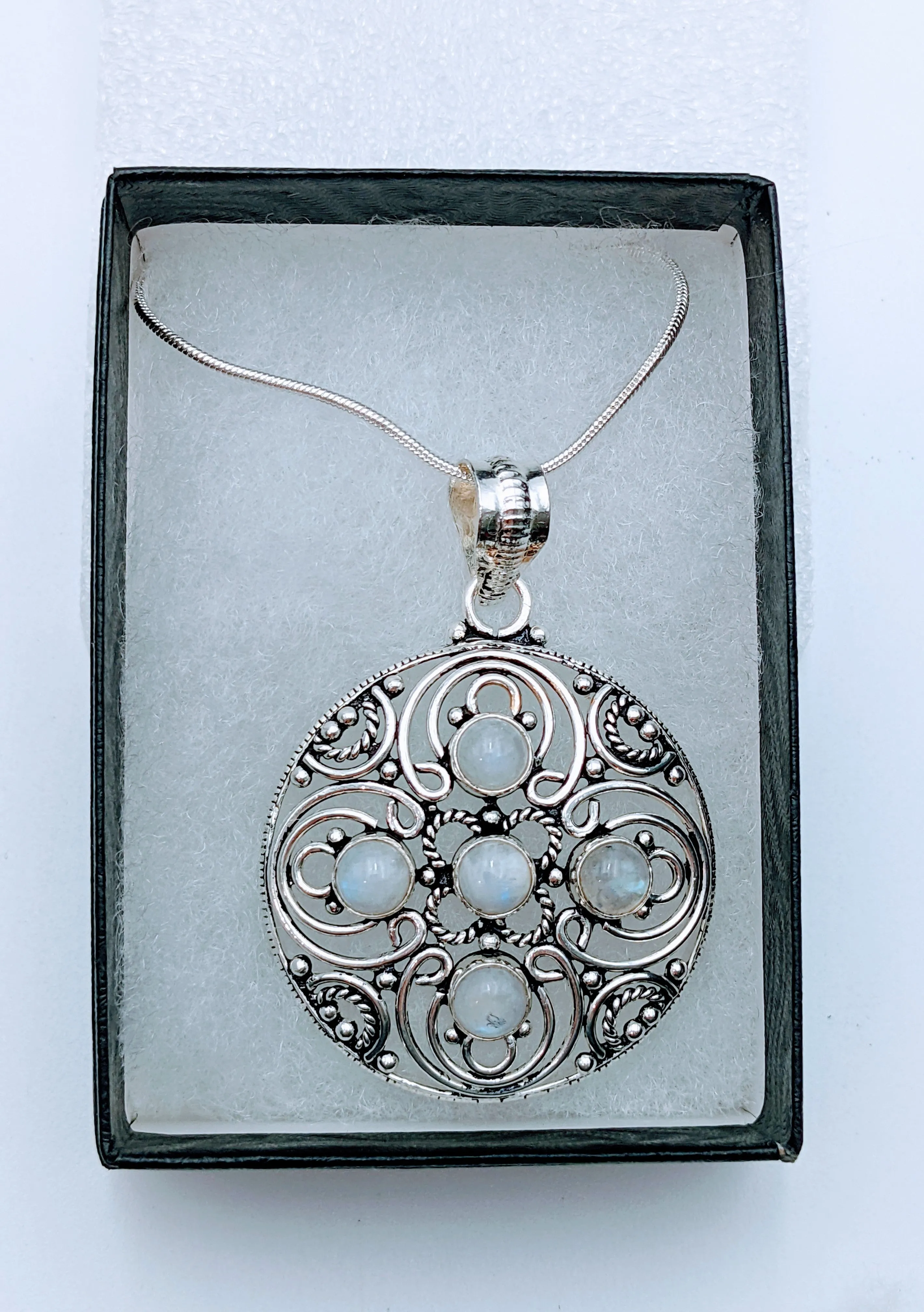 925 Sterling Silver,  Moonstone 22" Necklace