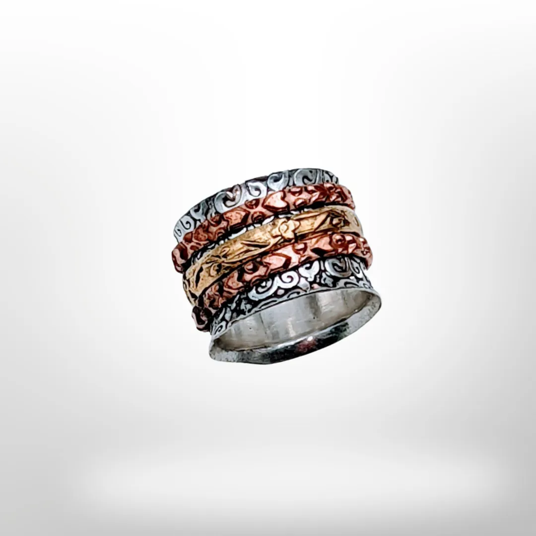 925 Sterling Silver Plated Copper,  Spinner Ring