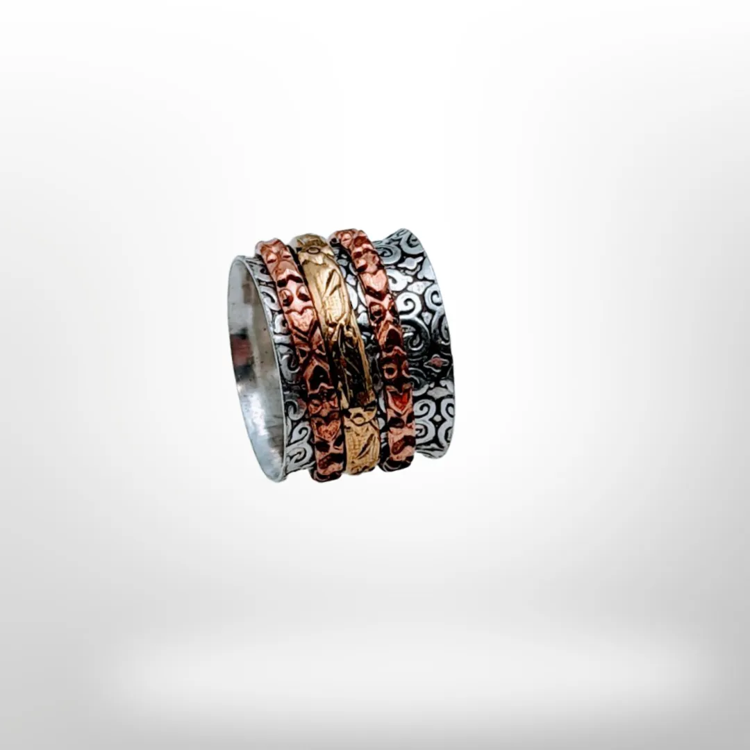 925 Sterling Silver Plated Copper,  Spinner Ring