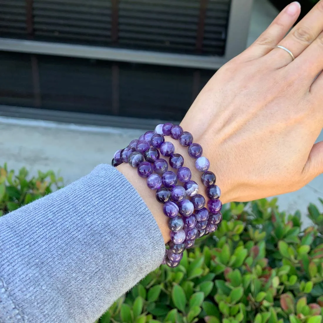 Adabele Natural Gemstone Bracelet 7" 7.5" 8 inch Stretchy Chakra Gems Stones 8mm (0.31") Beads Healing Crystal Quartz Jewelry Women Men Girls Gifts 7.0 Inches amethyst