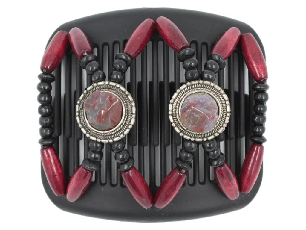 African Butterfly Hair Comb - Gemstone Black 63
