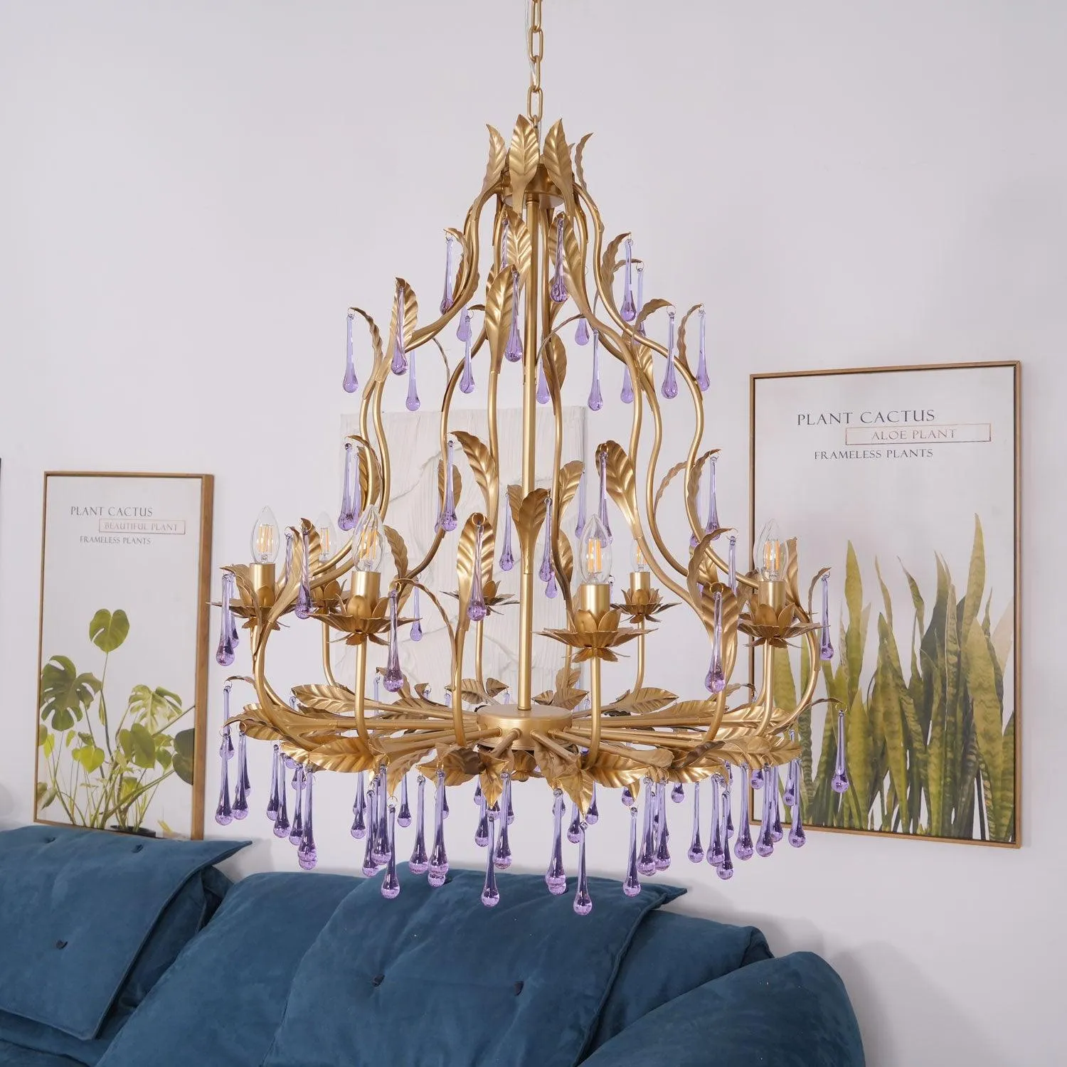 Amethyst Drops Glass Chandelier