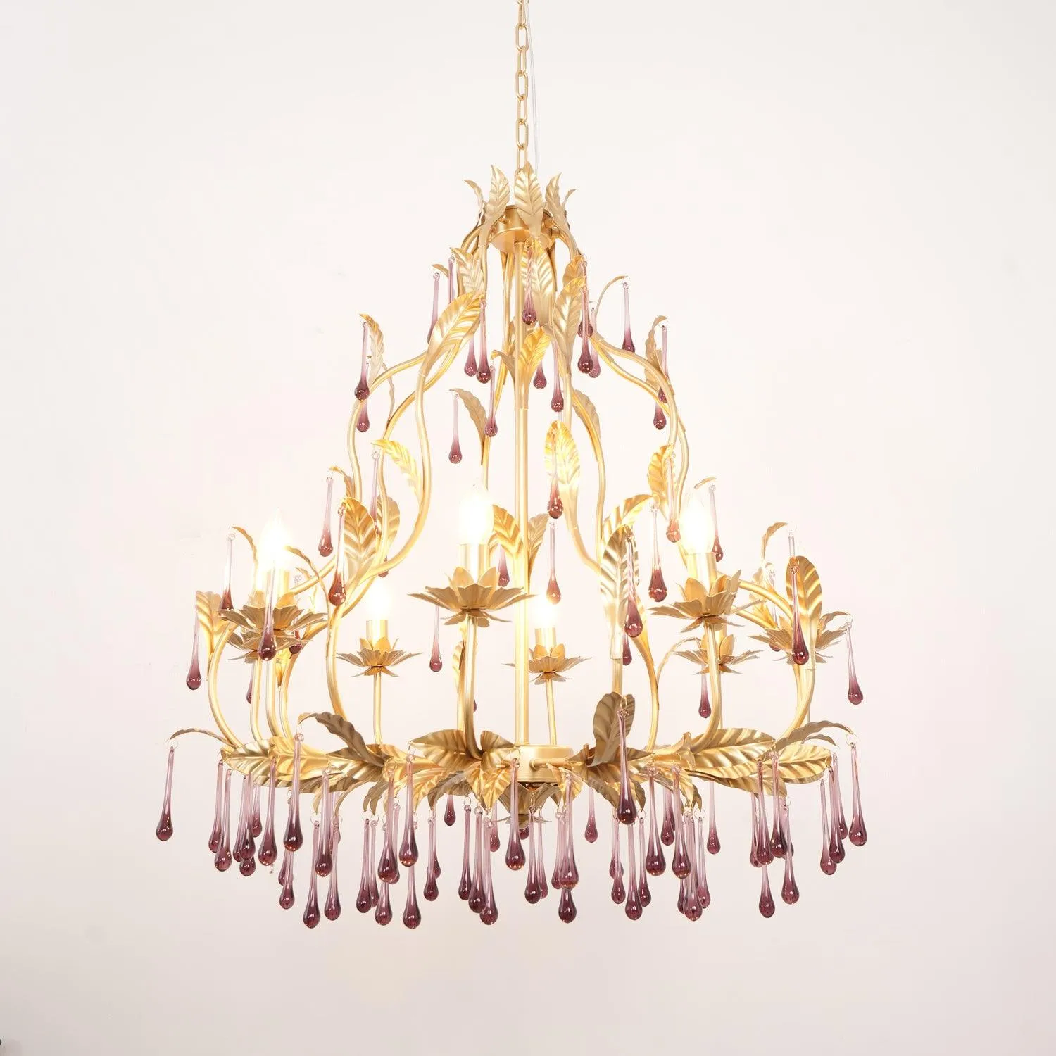 Amethyst Drops Glass Chandelier
