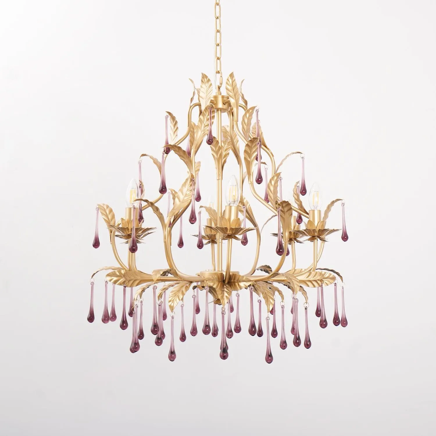 Amethyst Drops Glass Chandelier