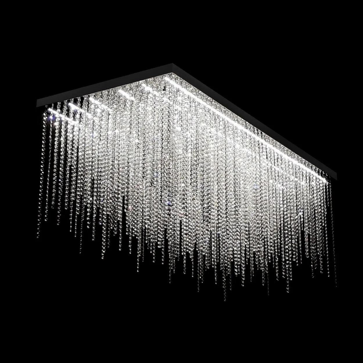 ANKUR RECTANGULAR MANOOI STYLE CLEAR CRYSTAL CHANDELIER CUSTOMIZED