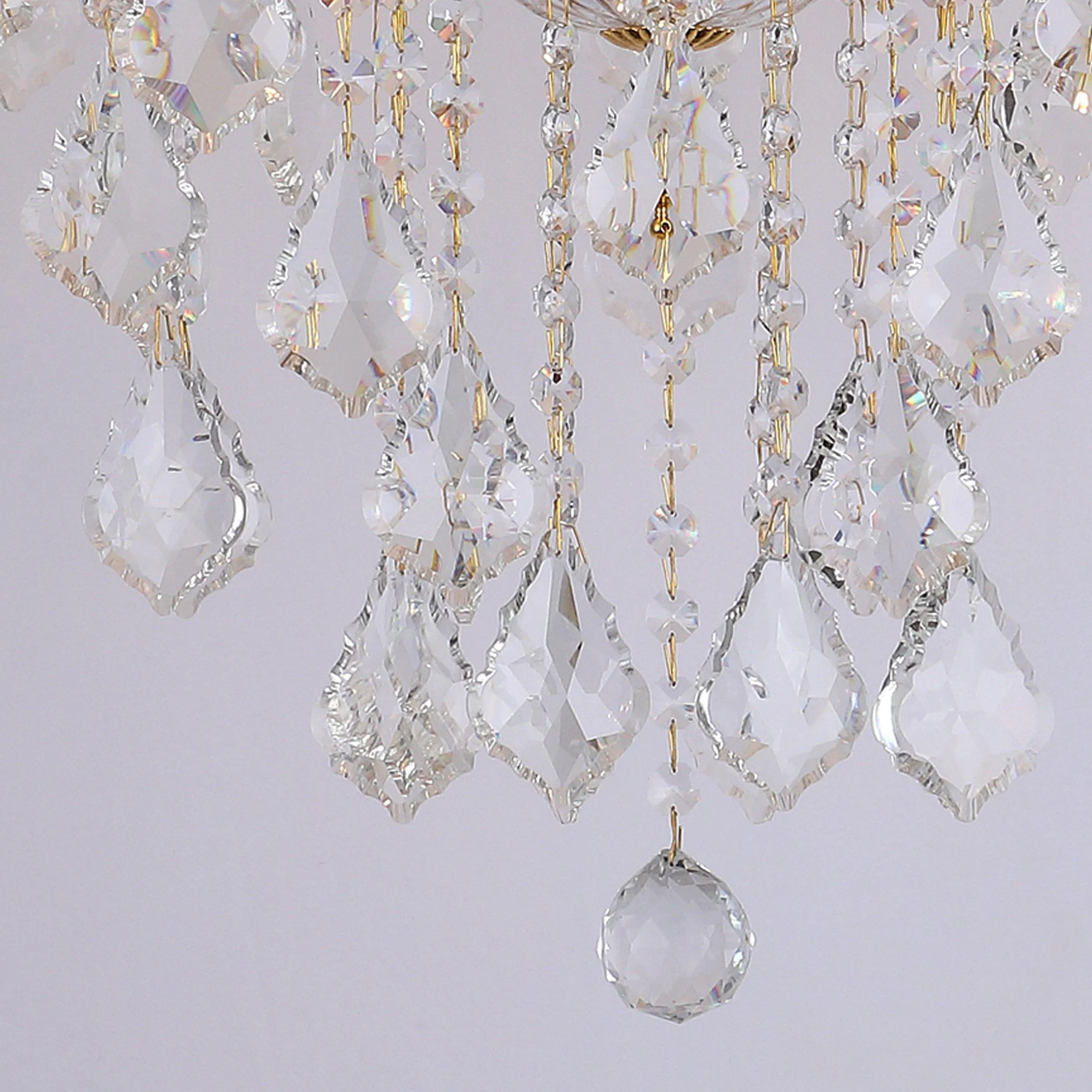 ANKUR VEGAS 8 LIGHT GOLDEN ARMS WITH CRYSTAL CHANDELIER