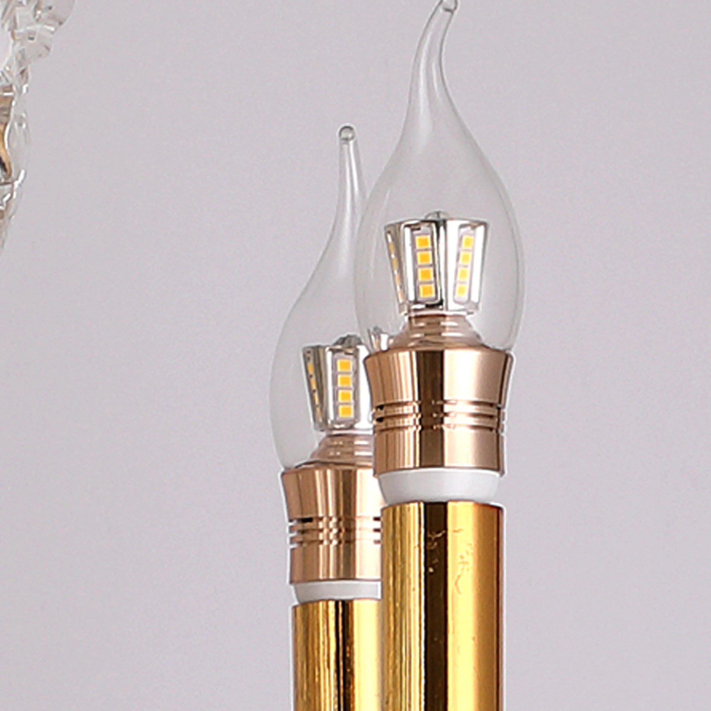 ANKUR VEGAS 8 LIGHT GOLDEN ARMS WITH CRYSTAL CHANDELIER