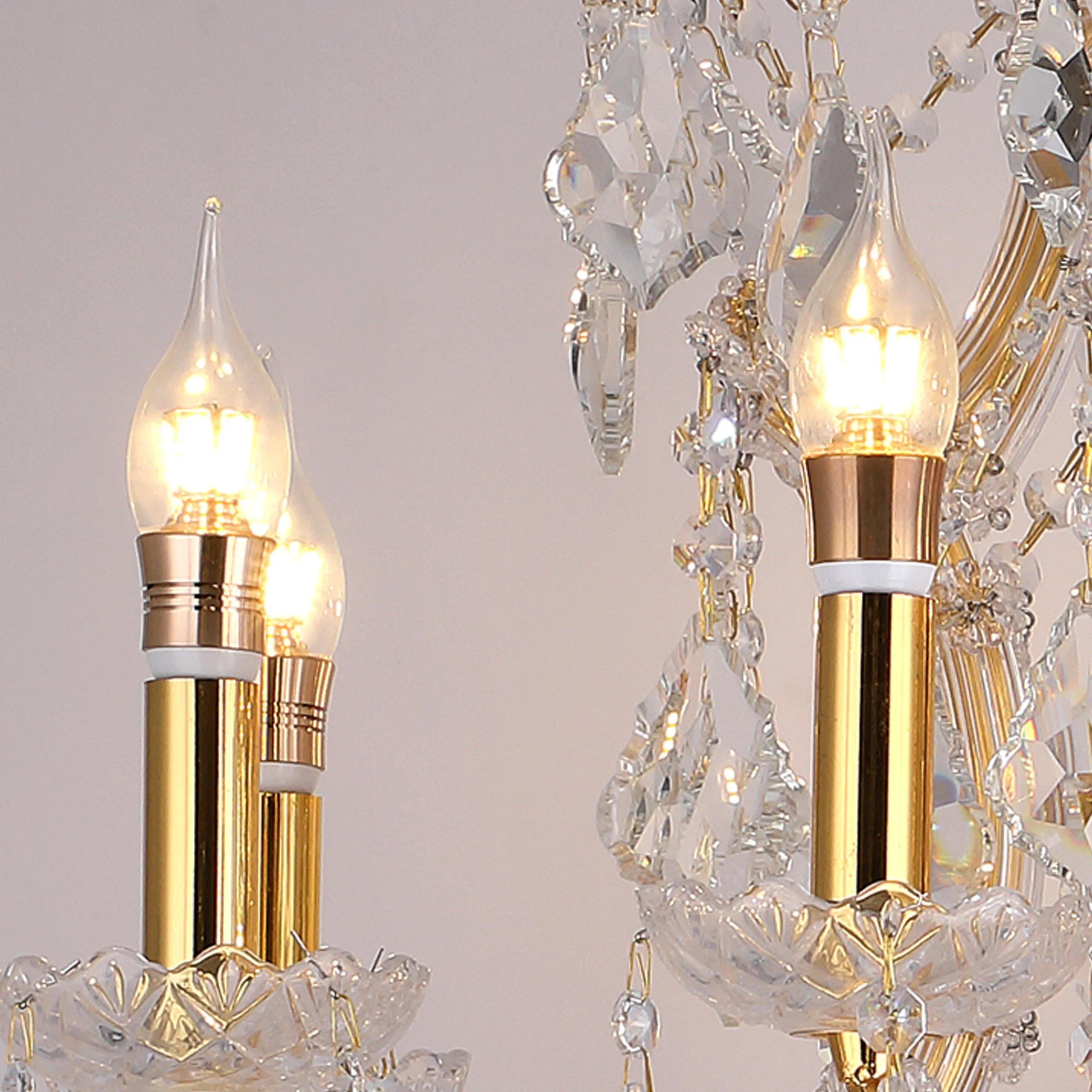 ANKUR VEGAS 8 LIGHT GOLDEN ARMS WITH CRYSTAL CHANDELIER