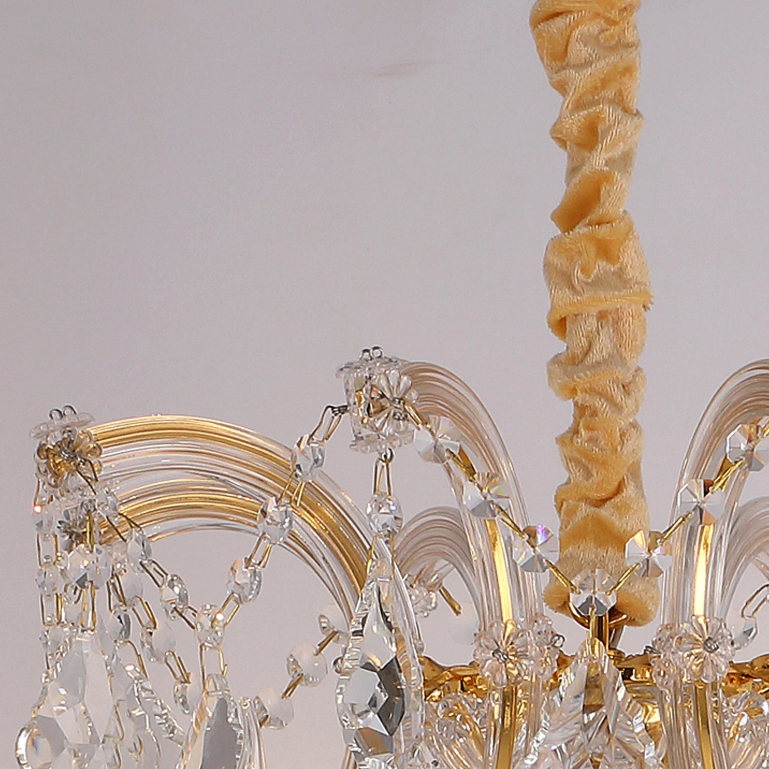 ANKUR VEGAS 8 LIGHT GOLDEN ARMS WITH CRYSTAL CHANDELIER