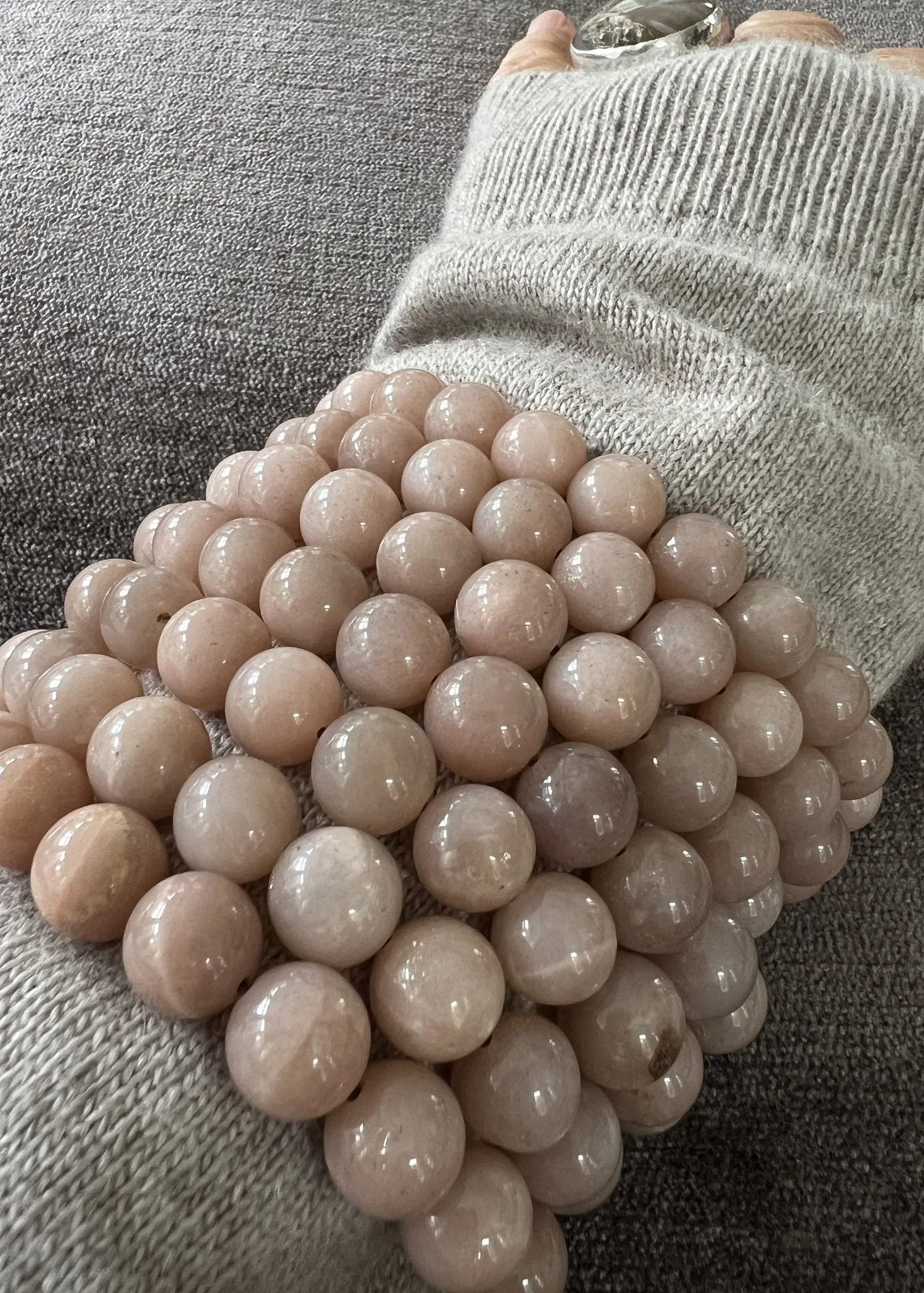 ANN LIGHTFOOT - PINK MOONSTONE ELASTIC CUFF BRACELET