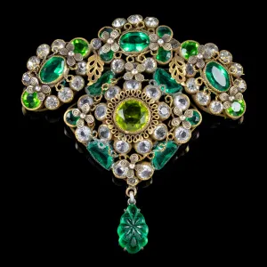 Antique Victorian Floral Paste Stone Brooch Circa 1900