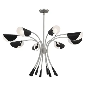 Arcus 46 in. 8 Lights Chandelier Satin Nickel Finish with Black shade