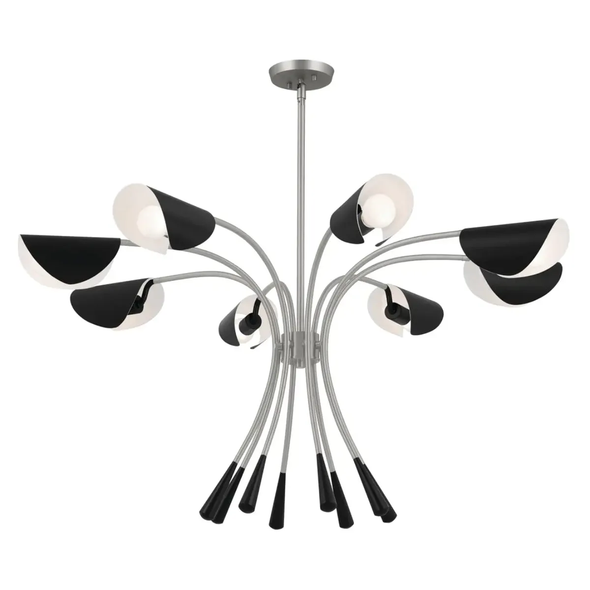Arcus 46 in. 8 Lights Chandelier Satin Nickel Finish with Black shade