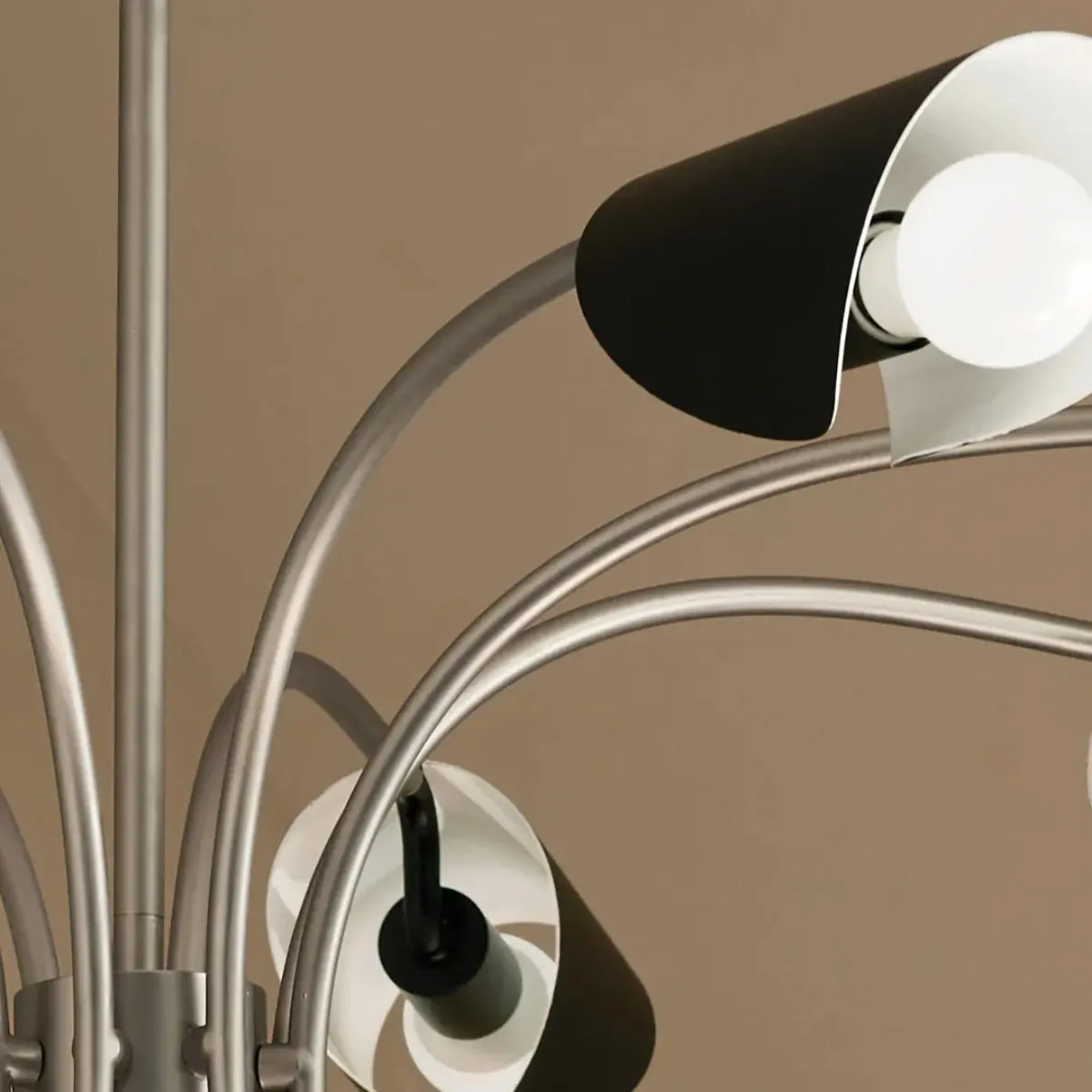 Arcus 46 in. 8 Lights Chandelier Satin Nickel Finish with Black shade