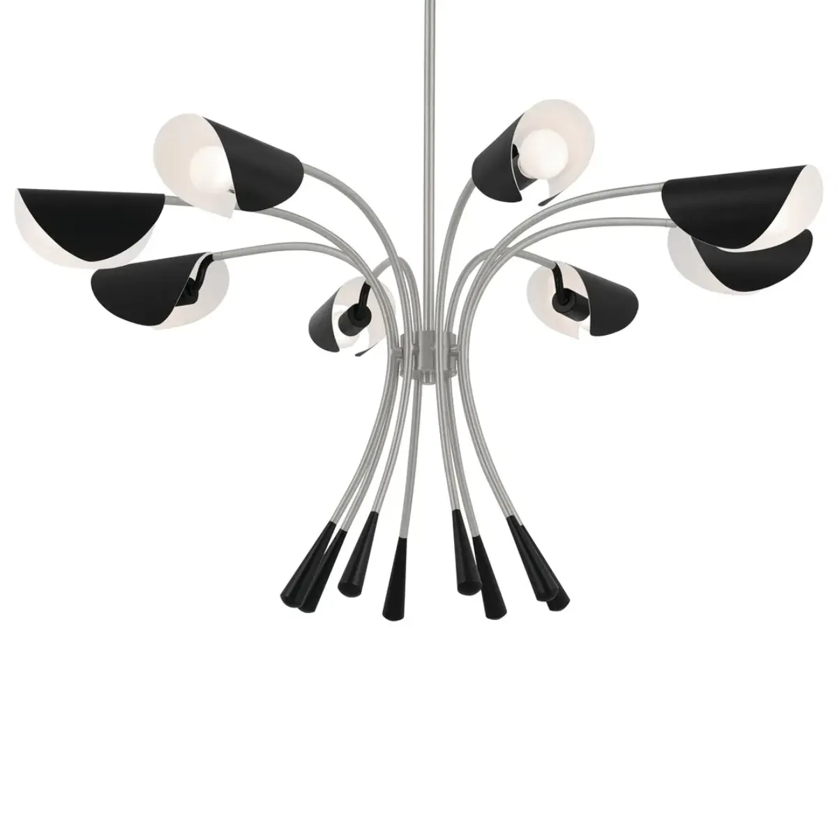 Arcus 46 in. 8 Lights Chandelier Satin Nickel Finish with Black shade