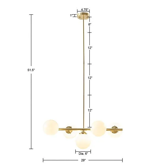 Aurelia Chandelier with Frosted Glass Globe Bulbs