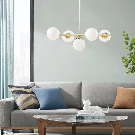 Aurelia Chandelier with Frosted Glass Globe Bulbs