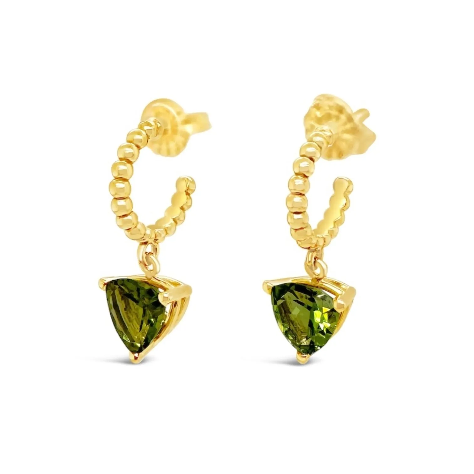 Beaded Hoop & Trillion Peridot Earrings