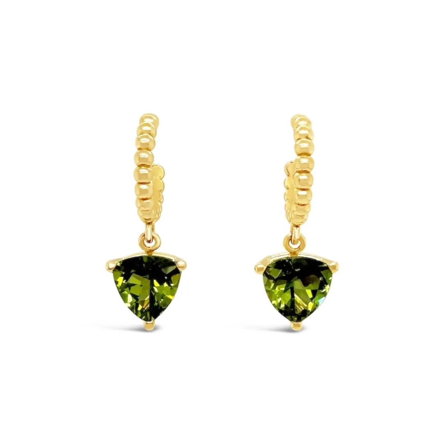 Beaded Hoop & Trillion Peridot Earrings
