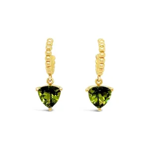 Beaded Hoop & Trillion Peridot Earrings