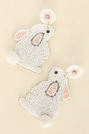 Beaded Sitting Bunny Earrings