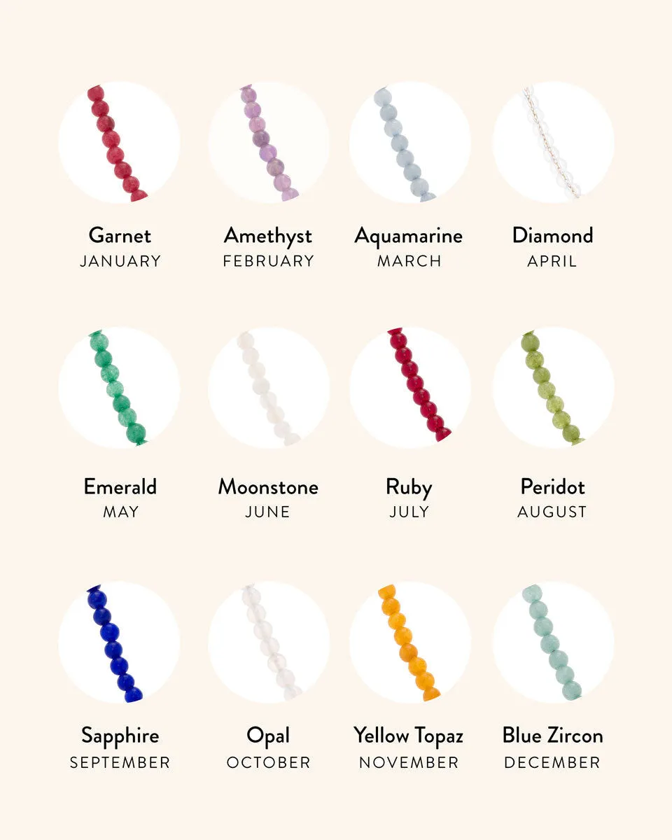 Birthstone Beaded Name Necklace (Gold)