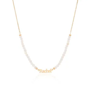 Birthstone Beaded Name Necklace (Gold)