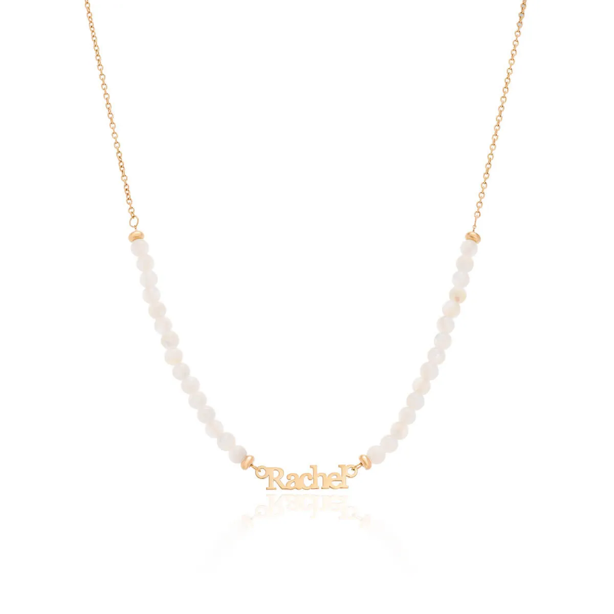 Birthstone Beaded Name Necklace (Gold)