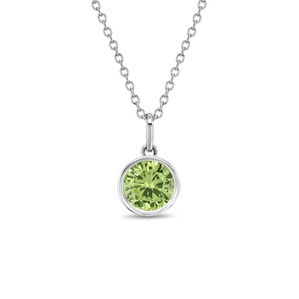 Birthstone Cubic Zirconia Pendant 9mm Kids / Children's / Girls Pendant/Necklace - Sterling Silver