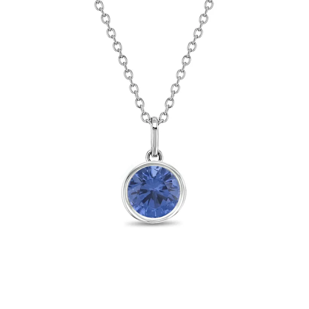 Birthstone Cubic Zirconia Pendant 9mm Kids / Children's / Girls Pendant/Necklace - Sterling Silver