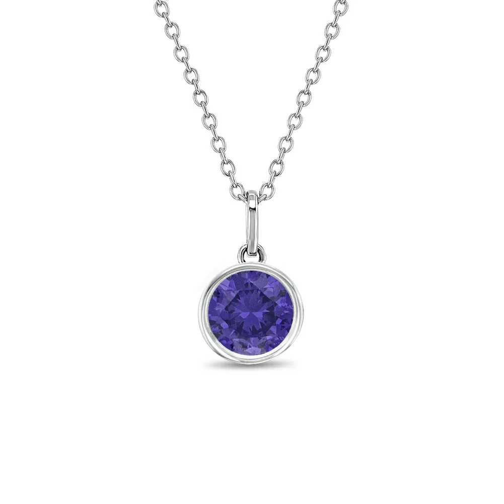 Birthstone Cubic Zirconia Pendant 9mm Kids / Children's / Girls Pendant/Necklace - Sterling Silver