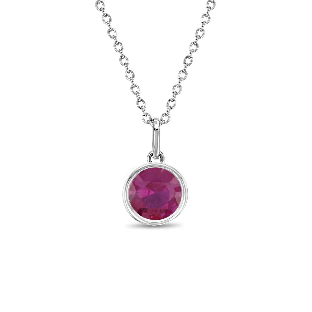 Birthstone Cubic Zirconia Pendant 9mm Kids / Children's / Girls Pendant/Necklace - Sterling Silver