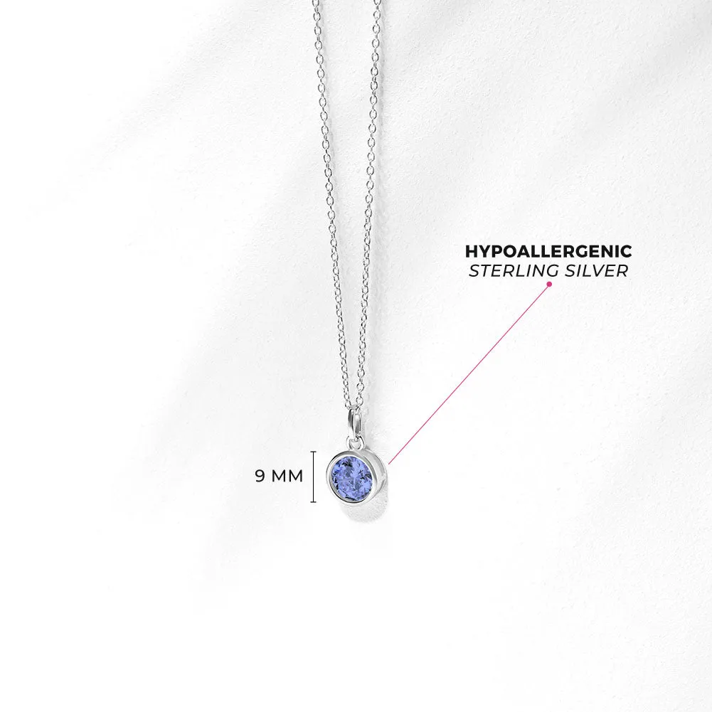 Birthstone Cubic Zirconia Pendant 9mm Kids / Children's / Girls Pendant/Necklace - Sterling Silver