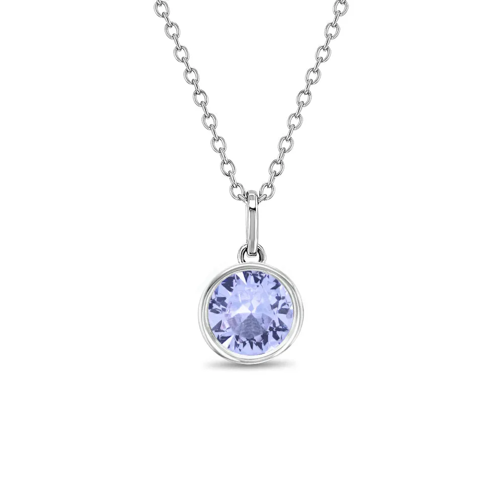 Birthstone Cubic Zirconia Pendant 9mm Kids / Children's / Girls Pendant/Necklace - Sterling Silver