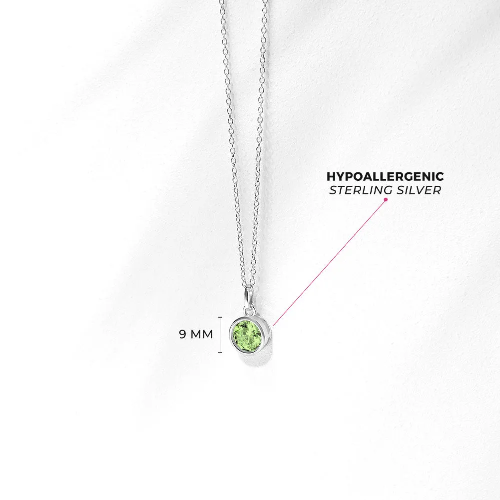 Birthstone Cubic Zirconia Pendant 9mm Kids / Children's / Girls Pendant/Necklace - Sterling Silver