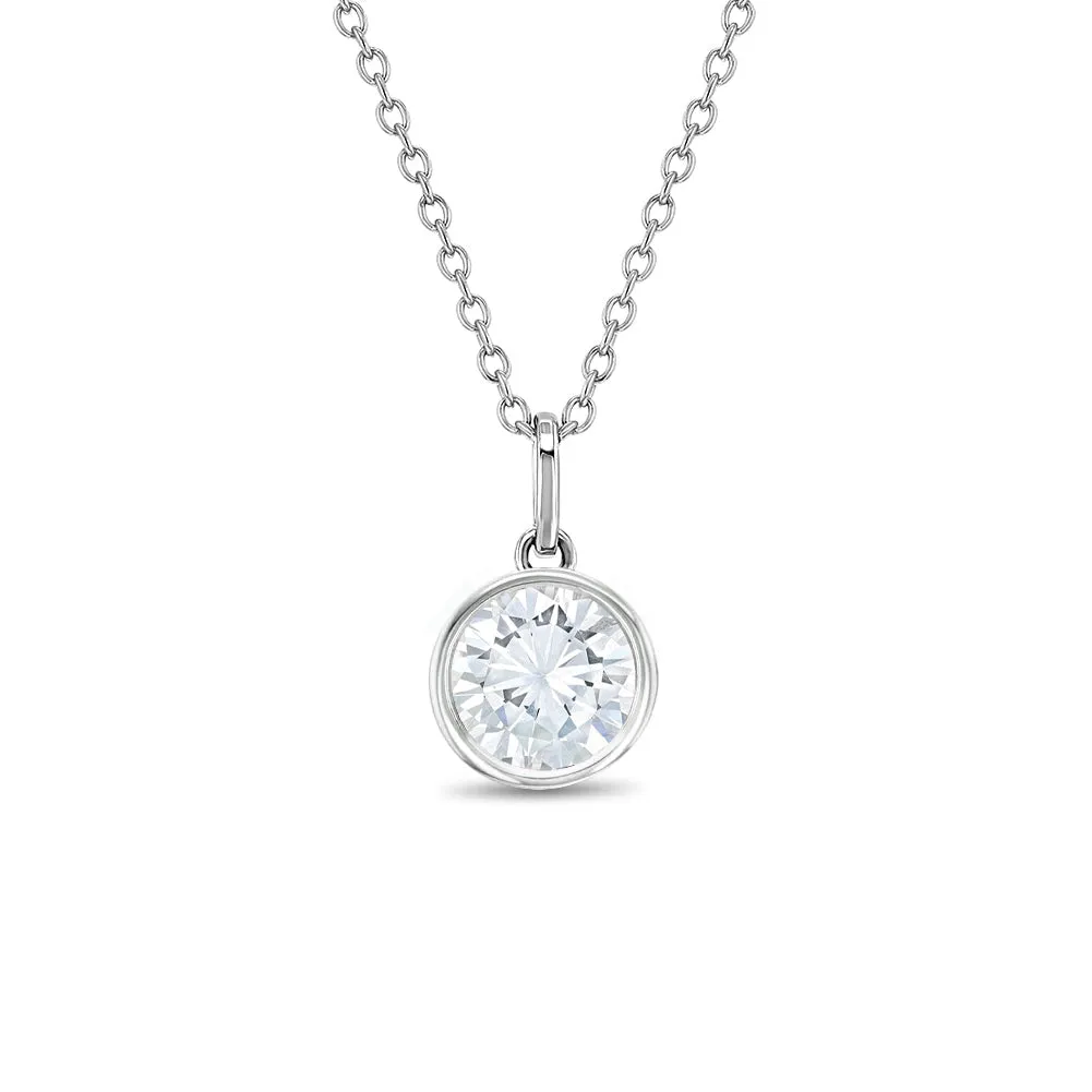Birthstone Cubic Zirconia Pendant 9mm Kids / Children's / Girls Pendant/Necklace - Sterling Silver