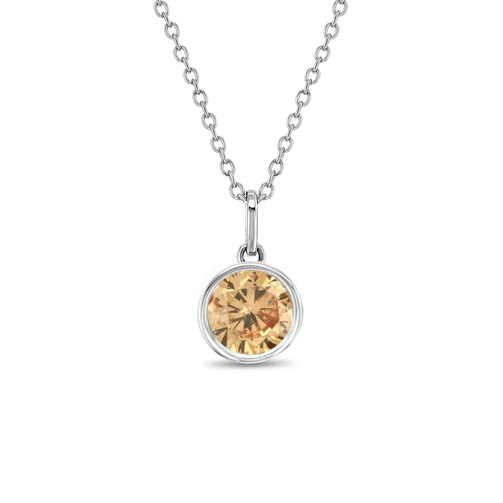 Birthstone Cubic Zirconia Pendant 9mm Kids / Children's / Girls Pendant/Necklace - Sterling Silver