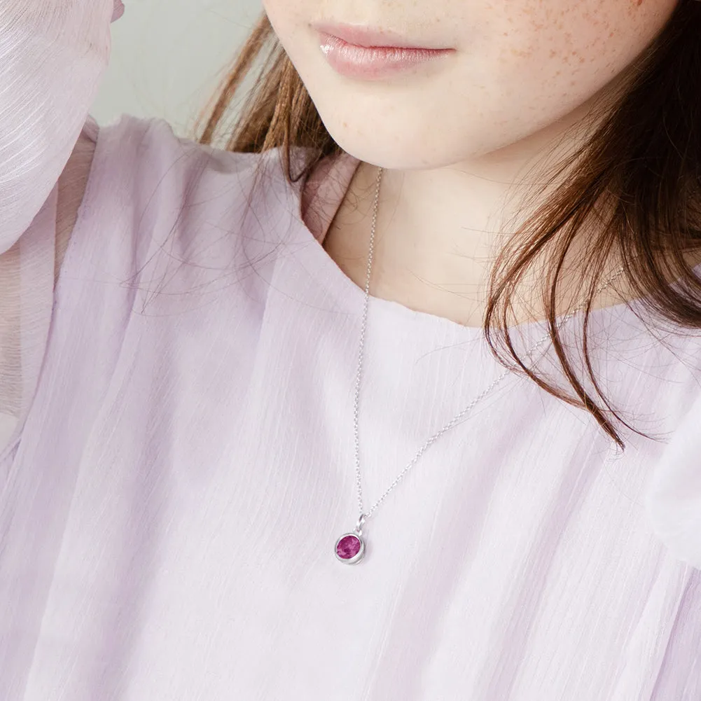 Birthstone Cubic Zirconia Pendant 9mm Kids / Children's / Girls Pendant/Necklace - Sterling Silver